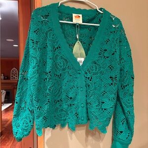 FARM Rio Women's green lace/crochet Cardigan